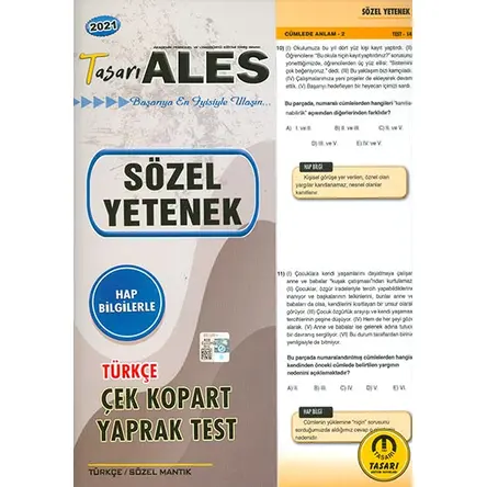 2021 DGS Sözel Yetenek Yaprak Test Tasarı Eğitim Yayınları