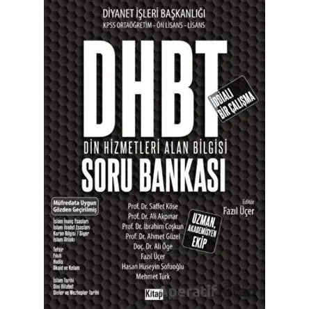 DHBT Din Hizmetleri Alan Bilgisi Soru Bankası - Saffet Köse - Kitap Dünyası Yayınları