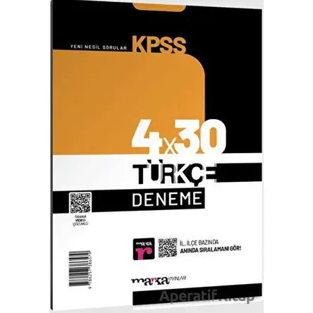 2023 KPSS Türkçe 4x30 Deneme Tamamı Video Çözümlü Marka Yayınları - Kolektif - Marka Yayınları