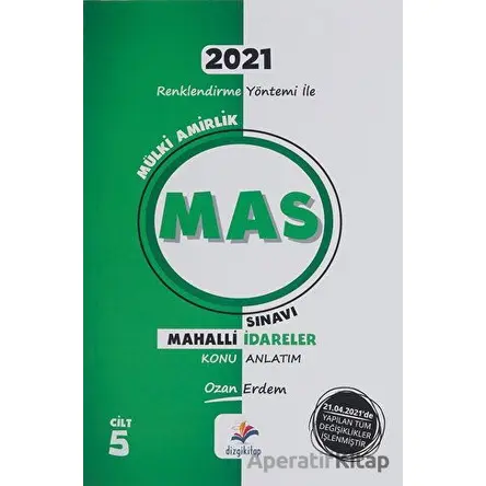2021 Mülki Amirlik MAS Sınavı Mahalli İdareler Konu Anlatım - Ozan Erdem - Dizgi Kitap