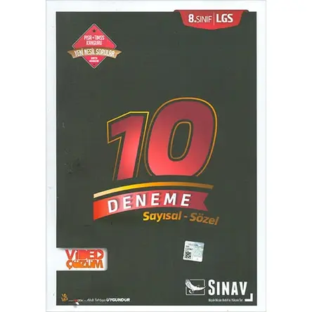Sınav 8.Sınıf LGS Sayısal Sözel Video Çözümlü 10 Deneme