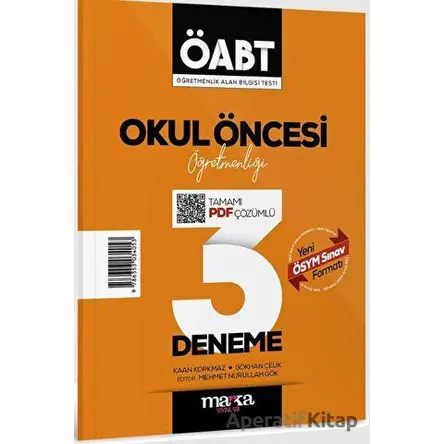 2024 ÖABT Okul Öncesi Öğretmenliği Tamamı Çözümlü 3 Deneme Marka Yayınları