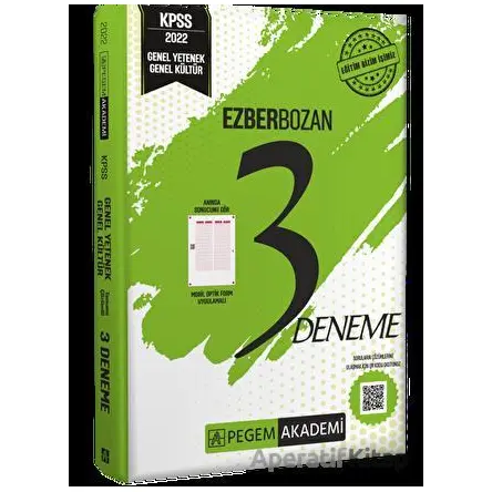 2022 KPSS Genel Kültür Genel Yetenek Ezberbozan 3 Deneme - Kolektif - Pegem Akademi Yayıncılık