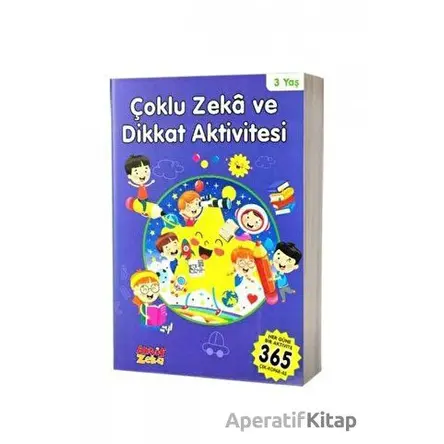 3 Yaş Çoklu Zeka ve Dikkat Aktivitesi - Mavi Kitap - Kolektif - Aktif Zeka Yayınları
