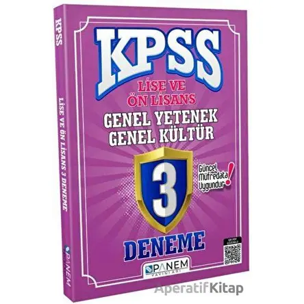 2022 KPSS Lise Ön Lisans Genel Yetenek Genel Kültür 3 Deneme Çözümlü - Kolektif - Panem Yayınları