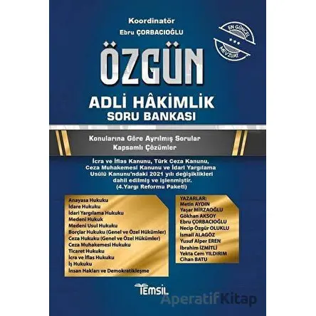 Özgün Adli Hakimlik Soru Bankası - Mustafa Ahmet Şengel - Temsil Kitap