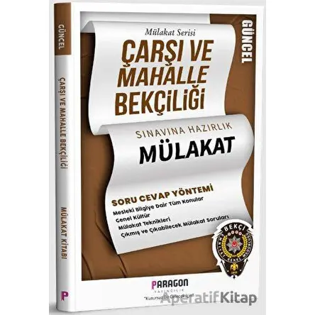 2022 Çarşı ve Mahalle Bekçiliği Sınavına Hazırlık Mülakat - Recep Özer - Paragon Yayıncılık