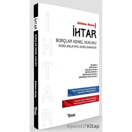 İHTAR Borçlar Genel Hukuku Konu Anlatımlı Soru Bankası - Gökhan Aksoy - Temsil Kitap