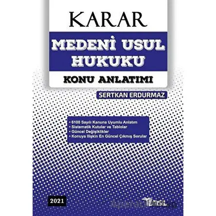 Karar Medeni Usul Hukuku Konu Anlatımı 2023 - Sertkan Erdurmaz - Temsil Kitap