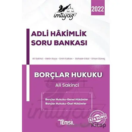 İmtiyaz Adli Hakimlik Soru Bankası Borçlar Hukuku - Ali Sakinci - Temsil Kitap