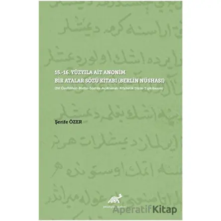 15.-16. Yüzyıla Ait Anonim Bir Atalar Sözü Kitabı (Berlin Nüshası)