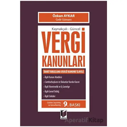 Vergi Kanunları - Özkan Aykar - Adalet Yayınevi
