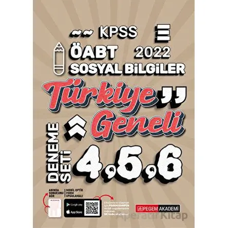 2022 KPSS ÖABT Sosyal Bilgiler 4-5-6 (3lü Deneme) - Kolektif - Pegem Akademi Yayıncılık