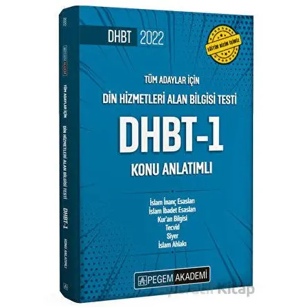 2022 Din Hizmetleri Alan Bilgisi Testi DHBT - 1 Konu Anlatımlı - Kolektif - Pegem Akademi Yayıncılık