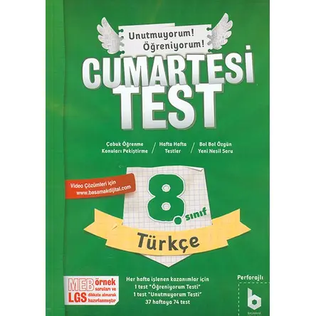 8. Sınıf Cumartesi Test Türkçe - Kolektif - Basamak Yayınları