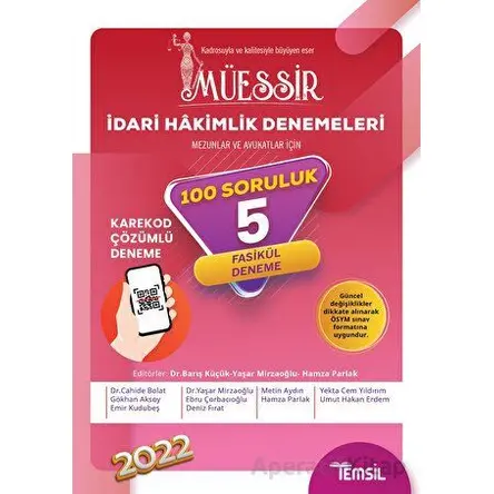 Müessir İdari Hakimlik Denemeleri Karekod Çözümlü 5 Deneme - Umut Hakan Erdem - Temsil Kitap