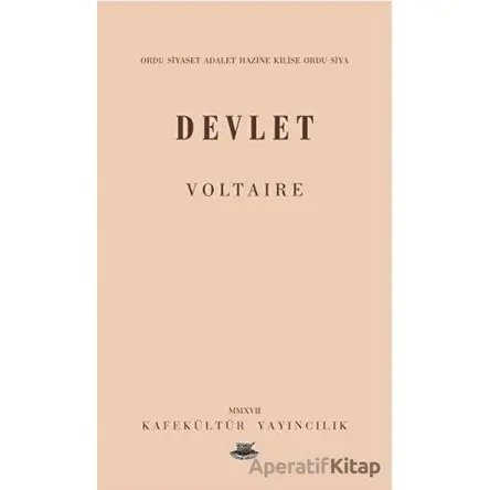 Devlet - Voltaire - Kafe Kültür Yayıncılık
