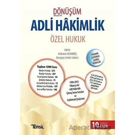 Dönüşüm Adli Hakimlik - Özel Hukuk - Kolektif - Temsil Kitap