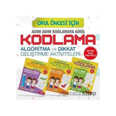 Okul Öncesi Adım Adım Kodlamaya Giriş (3 Kitap+Yazı Tahtası) - Kolektif - Dikkat Atölyesi Yayınları