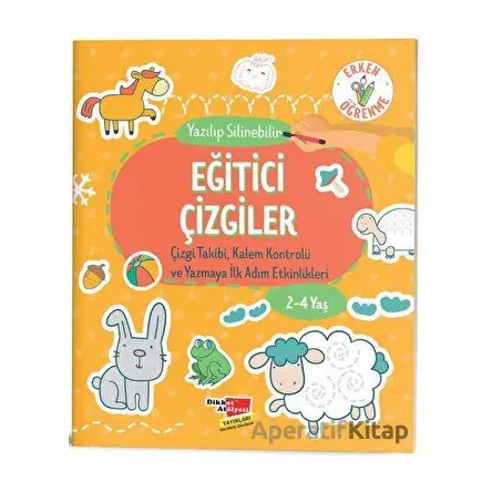 2- 4 Yaş Yaz Sil Eğitici Çizgiler Etkinlik Kitabı - Kolektif - Dikkat Atölyesi Yayınları