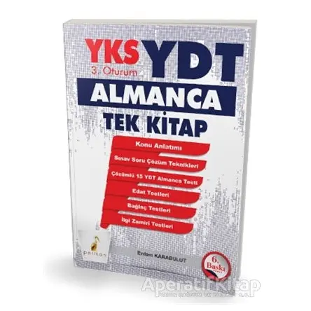 YKS-YDT 3. Oturum Almanca Tek Kitap - Erdem Karabulut - Pelikan Tıp Teknik Yayıncılık