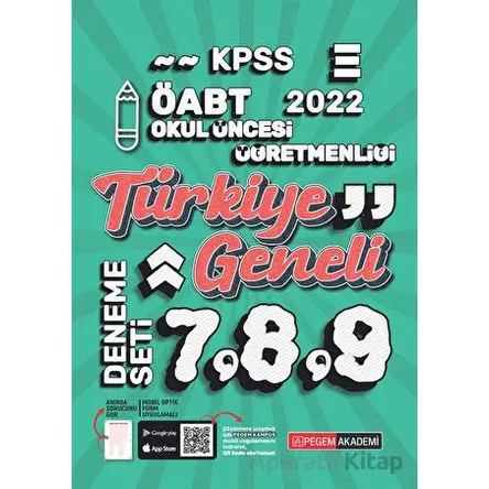 2022 KPSS ÖABT Okul Öncesi 7-8-9 Türkiye Geneli (3lü Deneme) - Kolektif - Pegem Akademi Yayıncılık