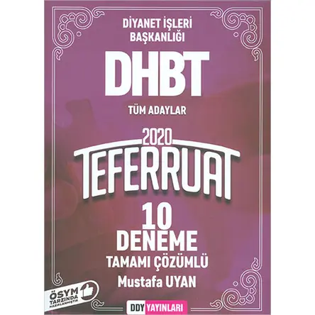 2020 DHBT Teferruat Serisi Tüm Adaylar İçin Tamamı Çözümlü 10 Deneme DDY Yayınları
