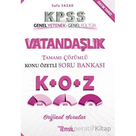 KPSS Vatandaşlık Tamamı Çözümlü Konu Özetli Soru Bankası - Safa Sazak - Temsil Kitap
