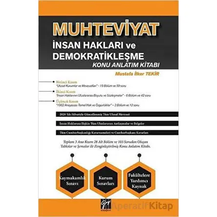 Muhteviyat İnsan Hakları ve Demokratikleşme Konu Anlatım Kitabı