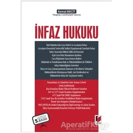 İnfaz Hukuku - Kemal Mecit - Adalet Yayınevi