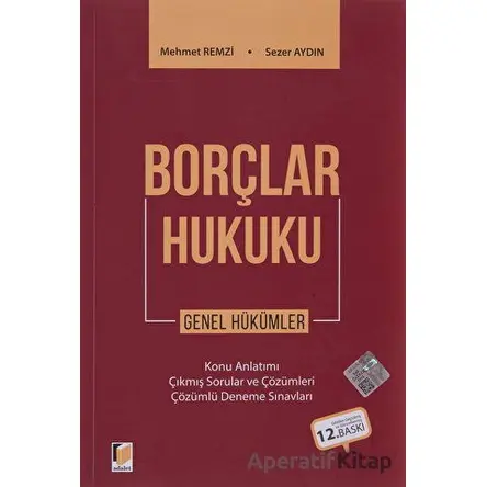 Borçlar Hukuku Genel Hükümler - Sezer Aydın - Adalet Yayınevi