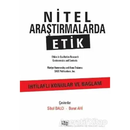 Nitel Araştırmalarda Etik - Kolektif - Anı Yayıncılık
