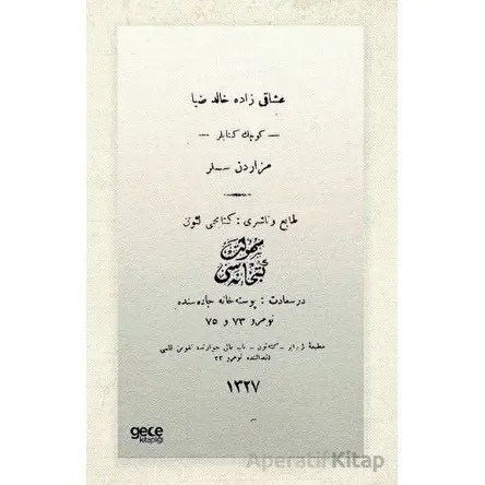 Küçük Kitablar - Osmanlıca - Halit Ziya Uşaklıgil - Gece Kitaplığı