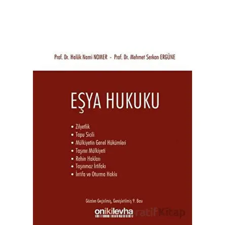 Eşya Hukuku - Haluk Nami Nomer - On İki Levha Yayınları