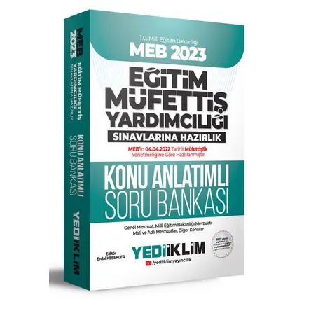 Yediiklim 2023 MEB Eğitim Müfettiş Yardımcılığı Sınavlarına Hazırlık Konu Anlatımlı Soru Bankası