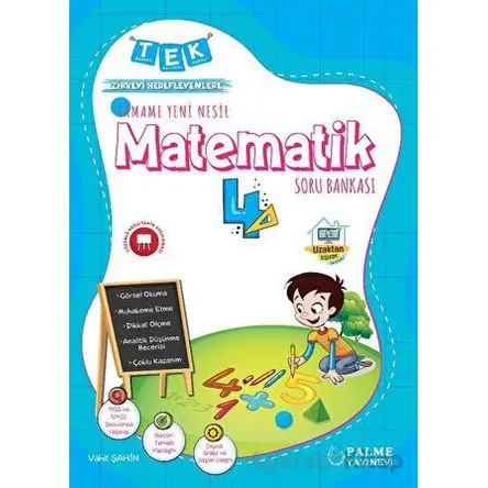 Tek 4.Sınıf Tamamı Yeni Nesil Matematik Soru Bankası - Vahit Şahin - Palme Yayıncılık