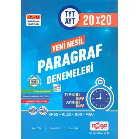 Yeni Nesil 20x20 Paragraf Denemeleri Nego Yayınları