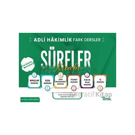 Adli Hakimlik Fark Dersler Süreler Kitabı - Sertkan Erdurmaz - Temsil Kitap