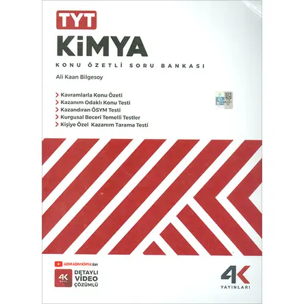 TYT Kimya Konu Özetli Soru Bankası 4K Yayınları