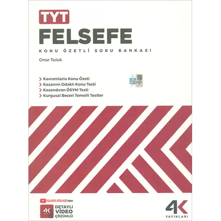 TYT Felsefe Konu Özetli Soru Bankası 4K Yayınları