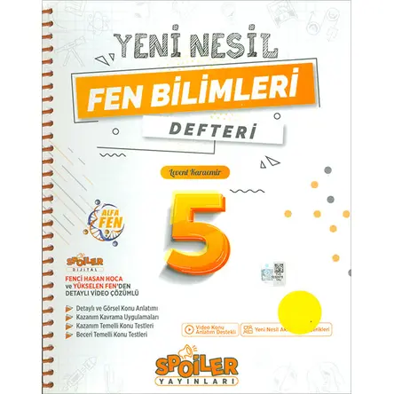 5.Sınıf Fen Bilimleri Yeni Nesil Defteri Spoiler Yayınları