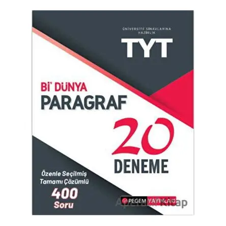 TYT Bi Dünya Paragraf 20 Deneme - Kolektif - Pegem Akademi Yayıncılık