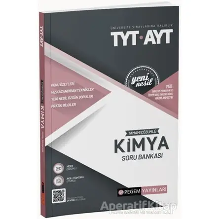 2022 TYT-AYT Tamamı Çözümlü Kimya Soru Bankası - Kolektif - Pegem Akademi Yayıncılık