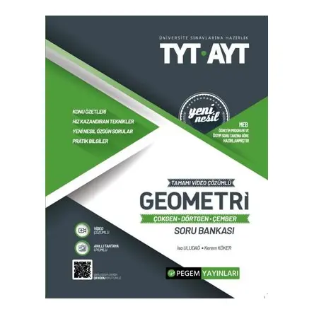 TYT AYT Geometri Çokgen Dörtgen Çember Soru Bankası Pegem Yayınları