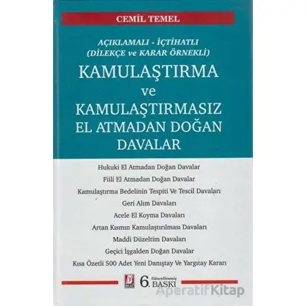 Kamulaştırma ve Kamulaştırmasız El Atmadan Doğan Davalar - Cemil Temel - Bilge Yayınevi
