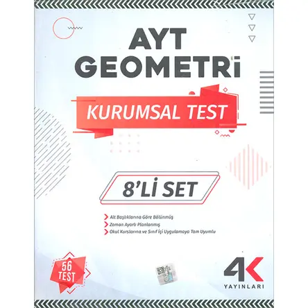 AYT Geometri Kurumsal Test 8li Set 4K Yayınları
