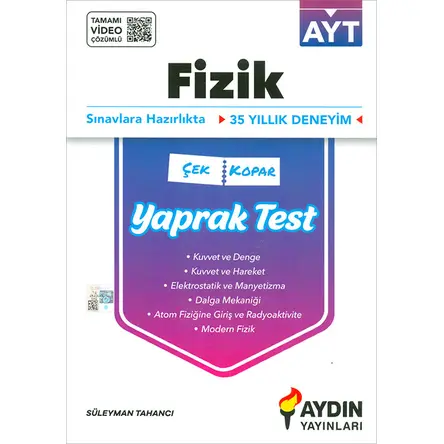 AYT Fizik Çek Kopar Yaprak Test Aydın Yayınları