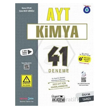Ayt Kimya 41 Deneme 1 Dönem Deneme - Üçgen Yayıncılık