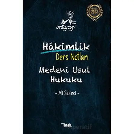 İmtiyaz Medeni Usul Hukuku Hakimlik Ders Notları - Ali Sakinci - Temsil Kitap