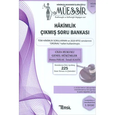Temsil Kitap Hakimlik MÜESSİR Ceza Hukuku Genel Hükümler Çıkmış Soru Bankası